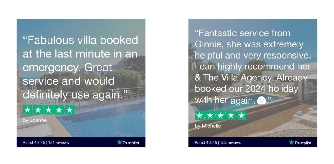 The Villa Agency 5 star reviews from Trustpilot